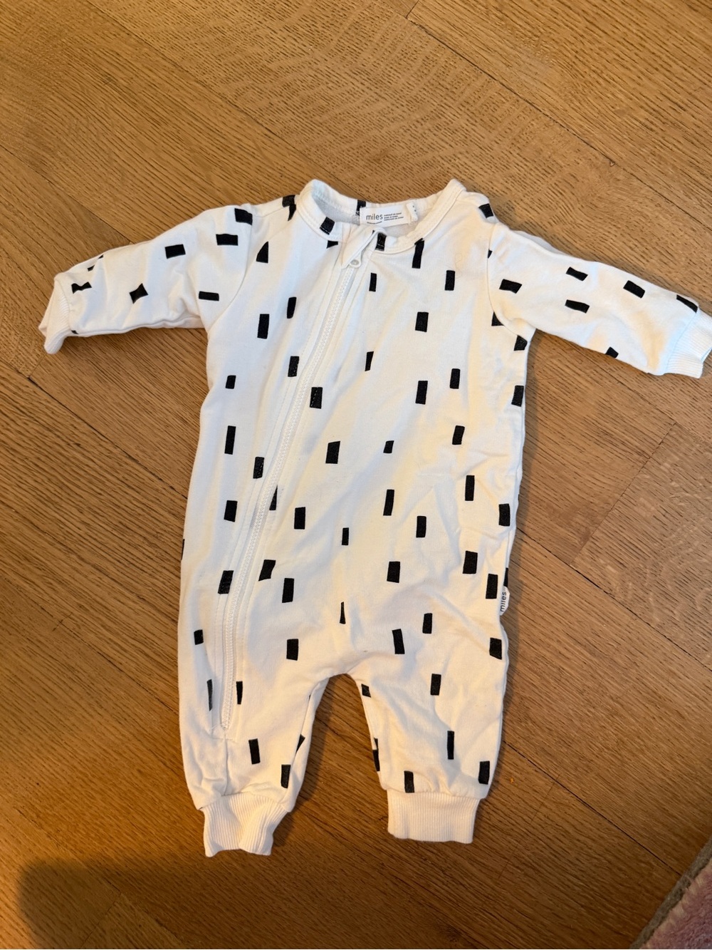 Miles Baby Black & White Zip-Up Footie One-Piece